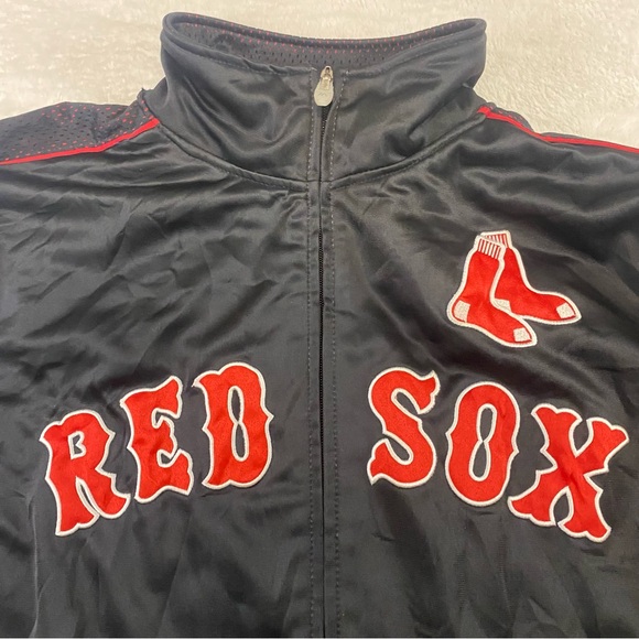 Majestic Boston Red Sox Full Zip Jacket Black Red Mesh Embroidered Men Med Tall - Picture 3 of 9